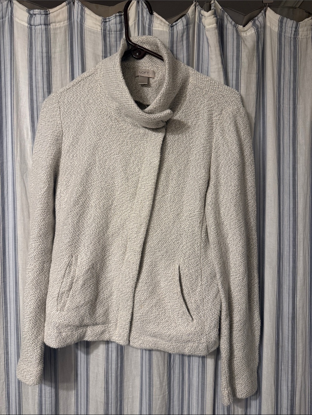 LOFT Light Gray Textured Sweater jacket